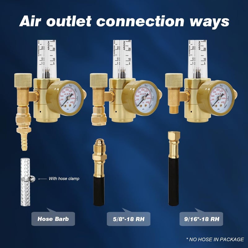 WeldingStop Argon CO2 MIG TIG Flow Meter Gas Regulator Gauge for MIG TIG Welding 0-60CFH CGA580 - Image 5